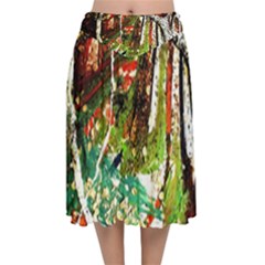 April   Birds Of Paradise Velvet Flared Midi Skirt by bestdesignintheworld