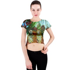 Royal Marine With Stone Lions Crew Neck Crop Top by bestdesignintheworld