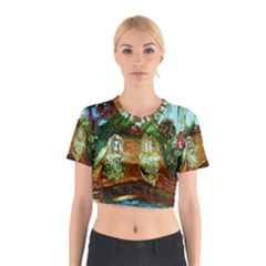 Royal Marine With Stone Lions Cotton Crop Top by bestdesignintheworld