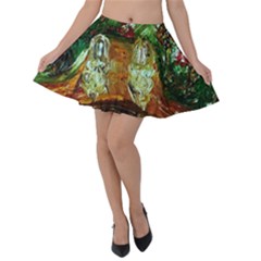 Royal Marine With Stone Lions Velvet Skater Skirt by bestdesignintheworld