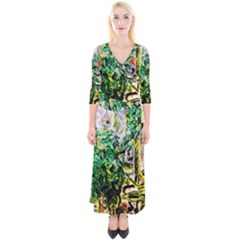 Plant In The Room  Quarter Sleeve Wrap Maxi Dress