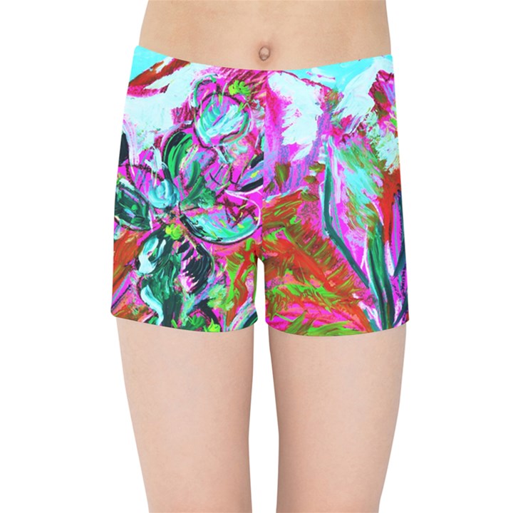 desrt blooming with red cactuses Kids Sports Shorts