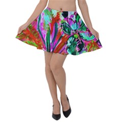 Desrt Blooming With Red Cactuses Velvet Skater Skirt