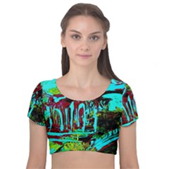 Monastery Estate Velvet Short Sleeve Crop Top  by bestdesignintheworld