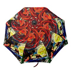 Red Sun In The Mountain Folding Umbrellas by bestdesignintheworld