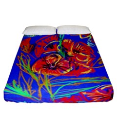 Red Poppies Fitted Sheet (california King Size) by bestdesignintheworld