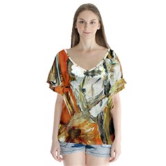 Athena V-neck Flutter Sleeve Top by bestdesignintheworld