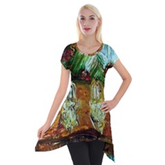 Dscf3179 - Royal Marine And Stone Lions Short Sleeve Side Drop Tunic by bestdesignintheworld