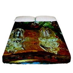 Dscf3179 - Royal Marine And Stone Lions Fitted Sheet (queen Size) by bestdesignintheworld