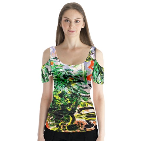 Dscf2188 -- Plant In The Room Butterfly Sleeve Cutout Tee  by bestdesignintheworld