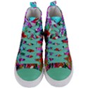 Dscf1472   Copy - blooming desert with red cactuses Women s Mid-Top Canvas Sneakers View1