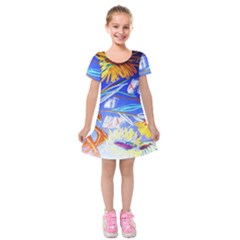 Dscf1385 - Sunflowers In Ceramic Jur Kids  Short Sleeve Velvet Dress by bestdesignintheworld