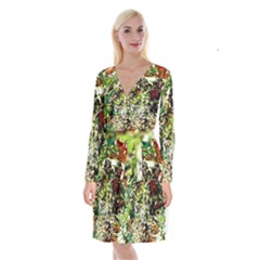 April   Birds Of Paradise 5 Long Sleeve Velvet Front Wrap Dress by bestdesignintheworld