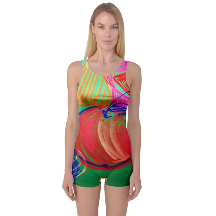 Dscf1425 (1) - fruits and geometry-2 One Piece Boyleg Swimsuit