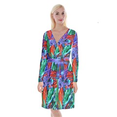 Dscf1366 - Birds Of Paradise Long Sleeve Velvet Front Wrap Dress by bestdesignintheworld