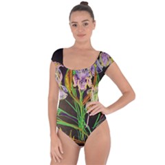 Dscf1378 - Irises On The Black Short Sleeve Leotard  by bestdesignintheworld