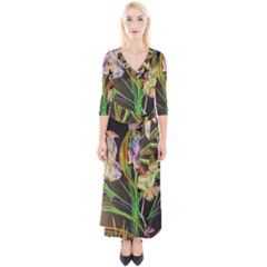 Dscf1378 - Irises On The Black Quarter Sleeve Wrap Maxi Dress by bestdesignintheworld