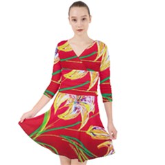 Dscf1393 - Tender Bright Lillies Quarter Sleeve Front Wrap Dress by bestdesignintheworld