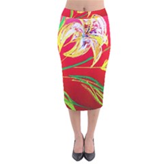 Dscf1393 - Tender Bright Lillies Velvet Midi Pencil Skirt by bestdesignintheworld