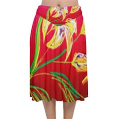 Dscf1393 - Tender Bright Lillies Velvet Flared Midi Skirt by bestdesignintheworld