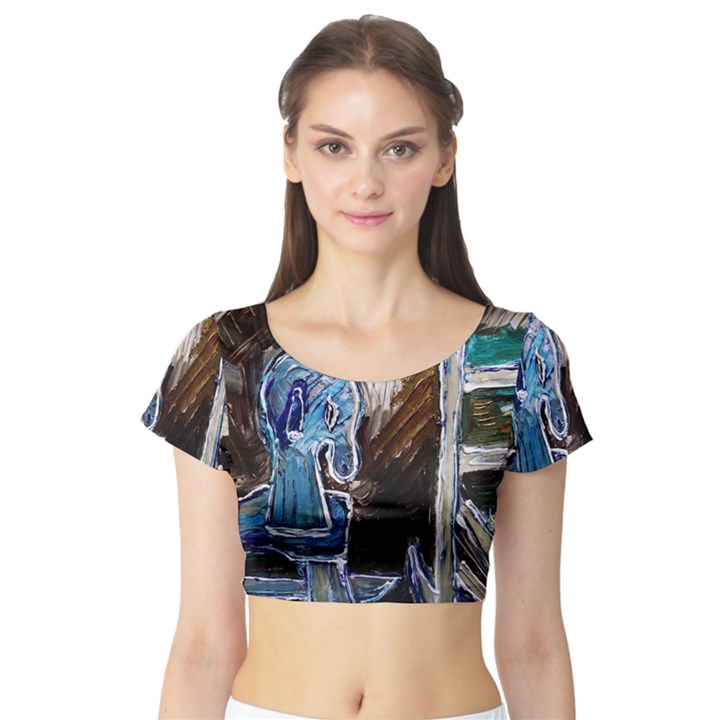 Dscf2546 - toy horsey Short Sleeve Crop Top