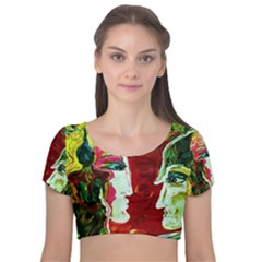 Dscf1676 - Roxana An Alexander Velvet Short Sleeve Crop Top  by bestdesignintheworld