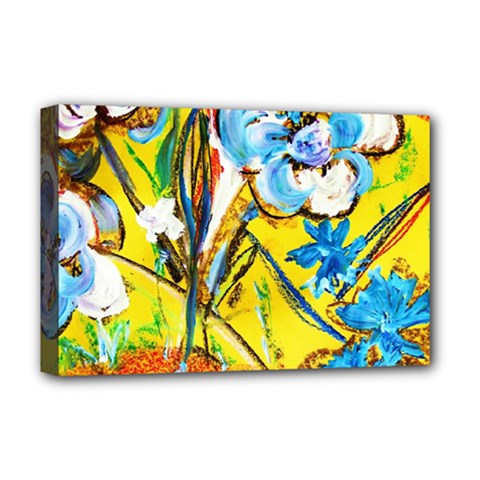 Dscf1422 - Country Flowers In The Yard Deluxe Canvas 18  X 12   by bestdesignintheworld