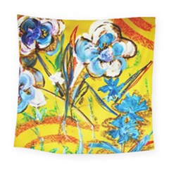 Dscf1422 - Country Flowers In The Yard Square Tapestry (large) by bestdesignintheworld