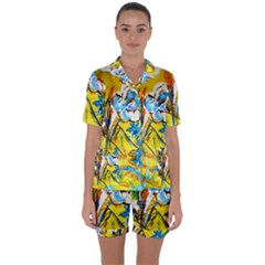 Dscf1422 - Country Flowers In The Yard Satin Short Sleeve Pyjamas Set by bestdesignintheworld