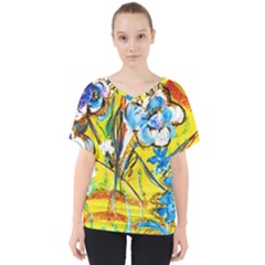 Dscf1422 - Country Flowers In The Yard V-neck Dolman Drape Top by bestdesignintheworld