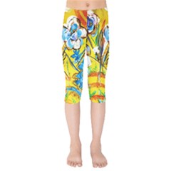 Dscf1422 - Country Flowers In The Yard Kids  Capri Leggings  by bestdesignintheworld