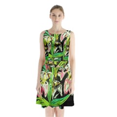 Dscf1389 - Lillies In The Vase Sleeveless Waist Tie Chiffon Dress by bestdesignintheworld