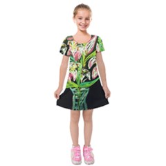 Dscf1389 - Lillies In The Vase Kids  Short Sleeve Velvet Dress by bestdesignintheworld