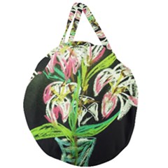 Dscf1389 - Lillies In The Vase Giant Round Zipper Tote by bestdesignintheworld