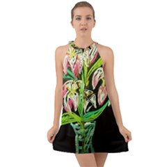 Dscf1389 - Lillies In The Vase Halter Tie Back Chiffon Dress by bestdesignintheworld