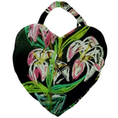 Dscf1389 - Lillies In The Vase Giant Heart Shaped Tote by bestdesignintheworld