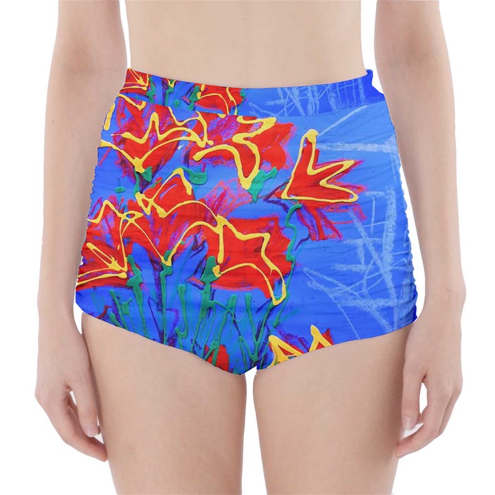 Dscf1433 - red lillies High-Waisted Bikini Bottoms