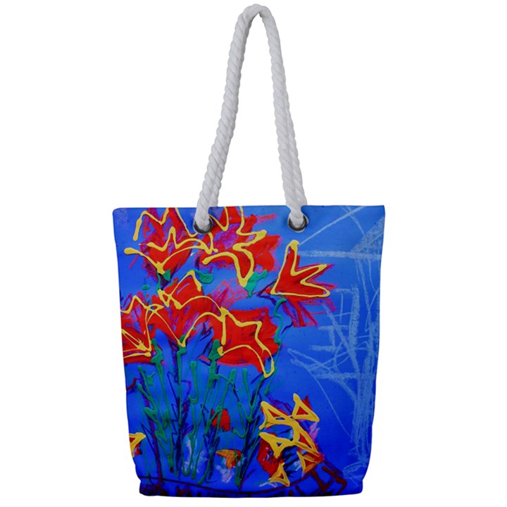 Dscf1433 - red lillies Full Print Rope Handle Tote (Small)