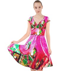 Dscf2035 - Flamingo On A Chad Lake Cap Sleeve Front Wrap Midi Dress by bestdesignintheworld