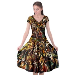 Dscf3438 - Golden Flowers In Ceramics Cap Sleeve Wrap Front Dress by bestdesignintheworld