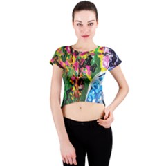 Dscf1611 - Lady In Kimono And Tulip Tree Crew Neck Crop Top by bestdesignintheworld