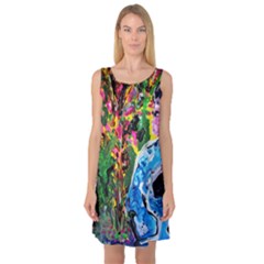 Dscf1611 - Lady In Kimono And Tulip Tree Sleeveless Satin Nightdress by bestdesignintheworld