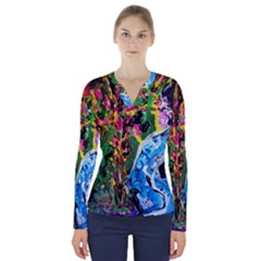 Dscf1611 - Lady In Kimono And Tulip Tree V-neck Long Sleeve Top by bestdesignintheworld