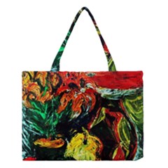 Pumpkins, Lamp And Tiger Lillies Medium Tote Bag by bestdesignintheworld