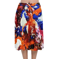 Smashed Butterfly 1 Velvet Flared Midi Skirt