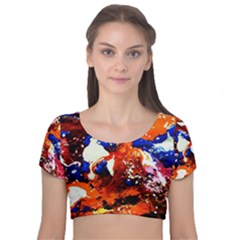 Smashed Butterfly 1 Velvet Short Sleeve Crop Top  by bestdesignintheworld