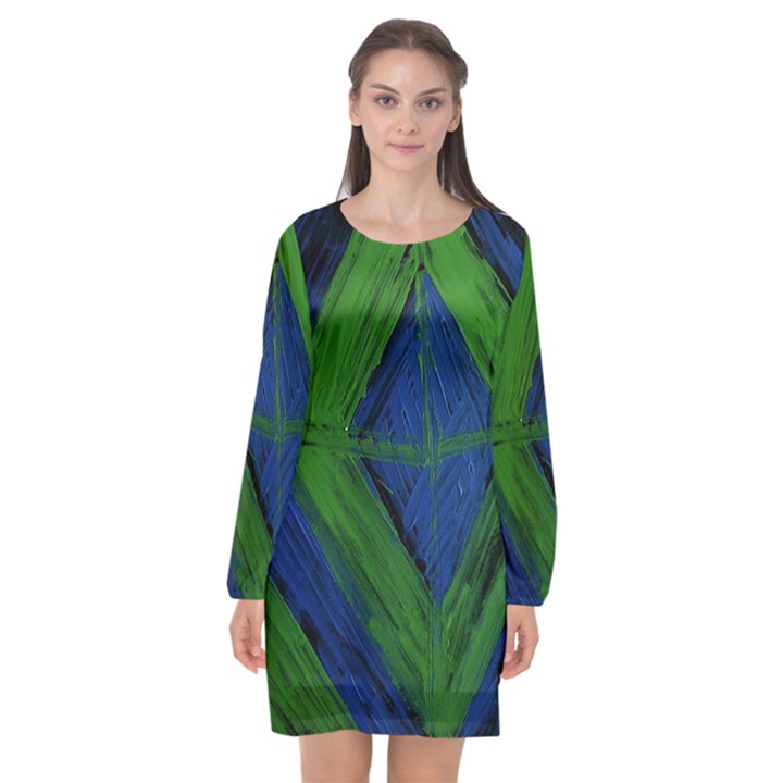 Point Of Equilibrium 5 Long Sleeve Chiffon Shift Dress 