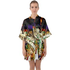 Skull 6 Quarter Sleeve Kimono Robe