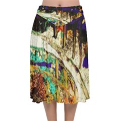 Skull 6 Velvet Flared Midi Skirt