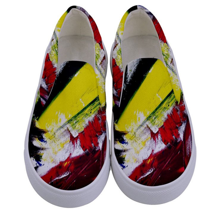 Lets Forget The Black Squere 2 Kids  Canvas Slip Ons